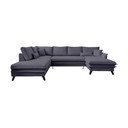 Antracytowa rozkładana sofa w kształcie litery "U" Miuform Charming Charlie, lewostronna