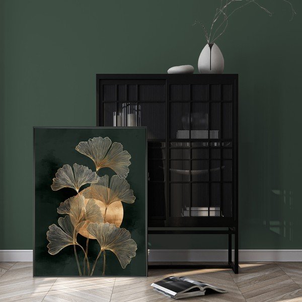 Obraz drukowany z ramą w zestawie 60x80 cm Gold Ginkgo – Styler-image-1