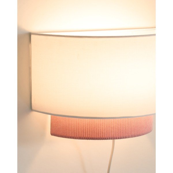 Biało-jasnoróżowa lampa dziecięca z tekstylnym kloszem Bianella – Kave Home-image-3