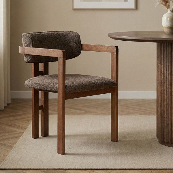 Brązowy fotel jadalniany z podłokietnikami Toscana – Kalune Design-image-1