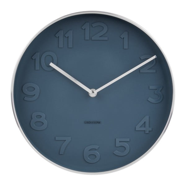 Niebieski zegar z elementami w kolorze srebra Karlsson Mr. Blue, ⌀ 27,5 cm