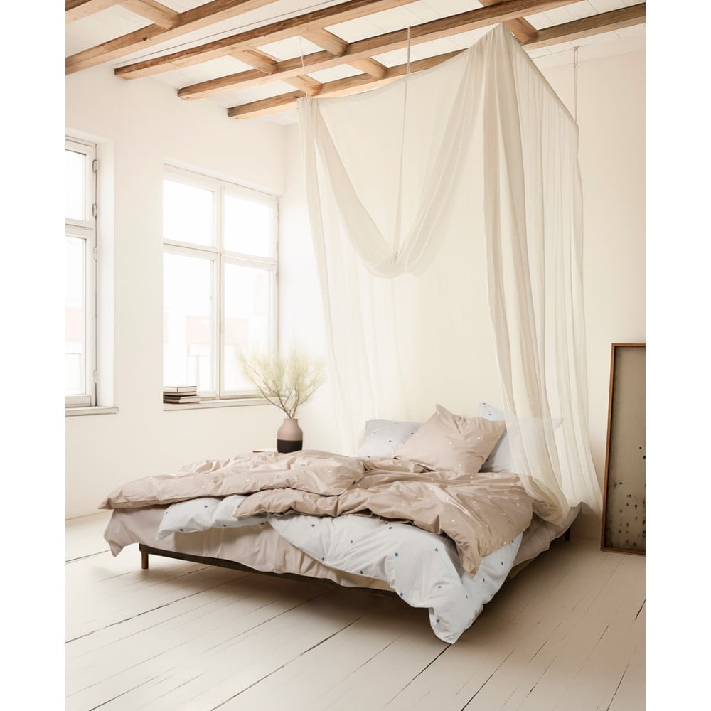 Beżowa pościel jednoosobowa z perkalu bawełnianego 140x200 cm Daisy – JUNA (zdjęcie 7)