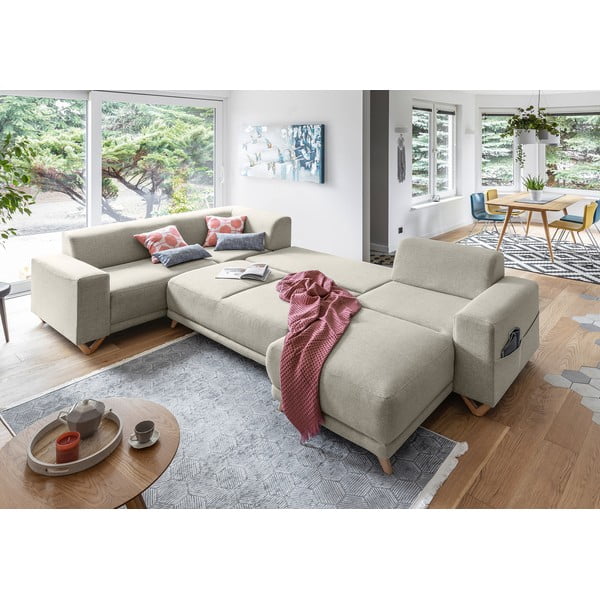 Beżowy rozkładany/ze schowkiem narożnik (lewostronny/w kształcie litery U) Classy Sophie – Miuform-image-4