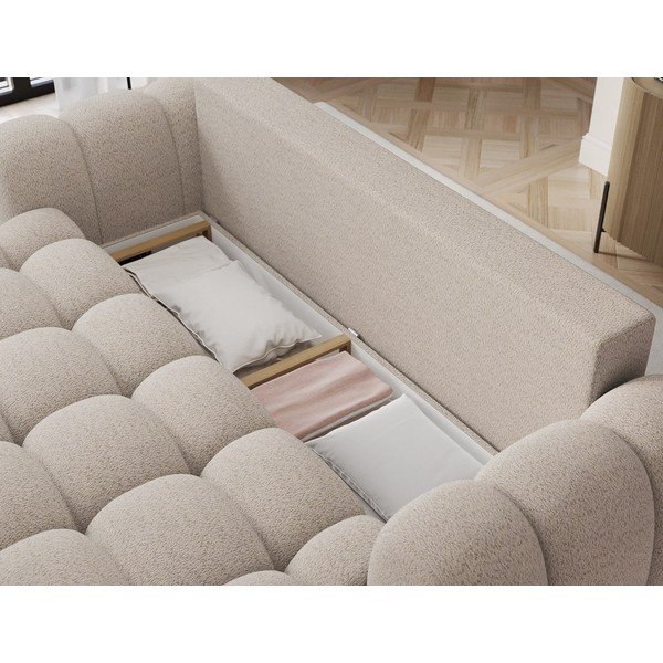 Beżowa rozkładana sofa z materiału bouclé 256 cm Cotonn – ELTAP-image-4