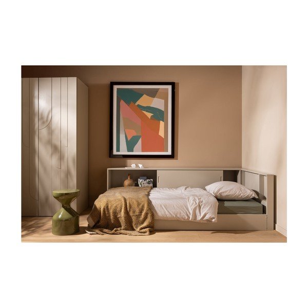 Szaro-beżowe łóżko jednoosobowe z litego drewna sosnowego bez stelaża 90x200 cm Carter – WOOOD-image-1