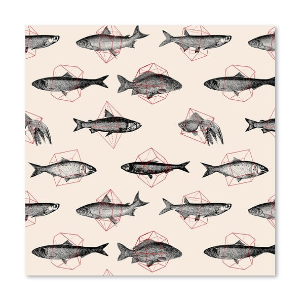 Plakat Fishes In Geometrics, 30x30 cm