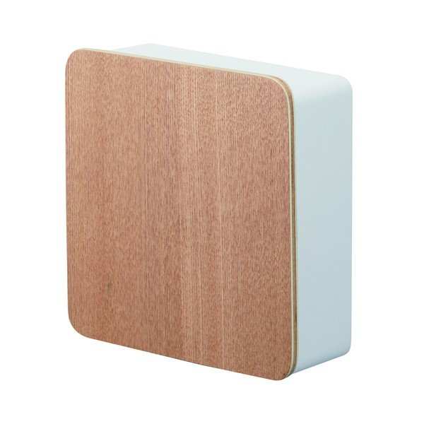 Biała półka na klucze z drzwiczkami ze sklejki Yamazaki Rin-image-2