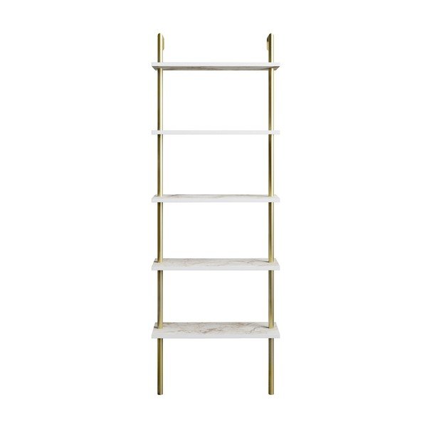 Biały regał w dekorze marmuru 60x174 cm Paula – Kalune Design