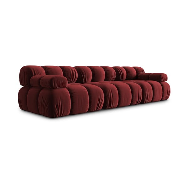 Czerwona aksamitna sofa 282 cm Bellis – Micadoni Home-image-3
