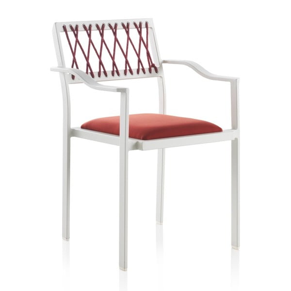 Białe krzesło ogrodowe z czerwonymi elementami i podłokietnikami Geese Seally