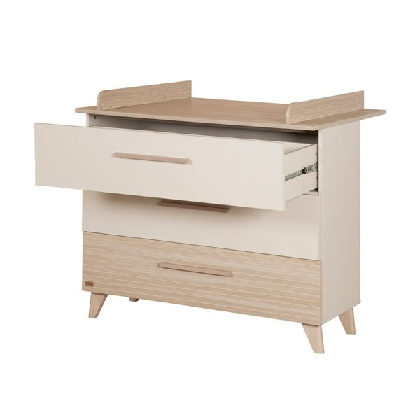 Kremowo-naturalna komoda dziecięca w dekorze dębu z przewijakiem 110x98x75 cm Sidney – Roba-image-3