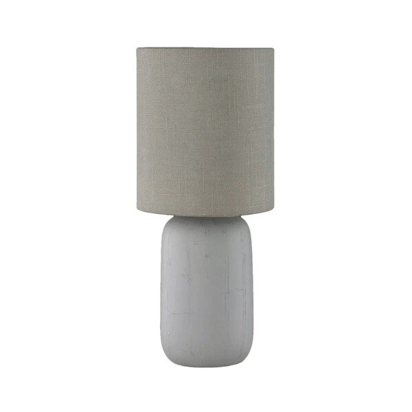 Szara lampa stołowa z ceramiki i tkaniny Reality Clay, wys. 35 cm