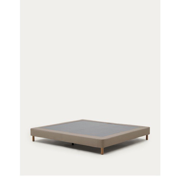 Brązowe tapicerowane łóżko dwuosobowe bez zagłówka 160x200 cm Ofelia – Kave Home-image-3