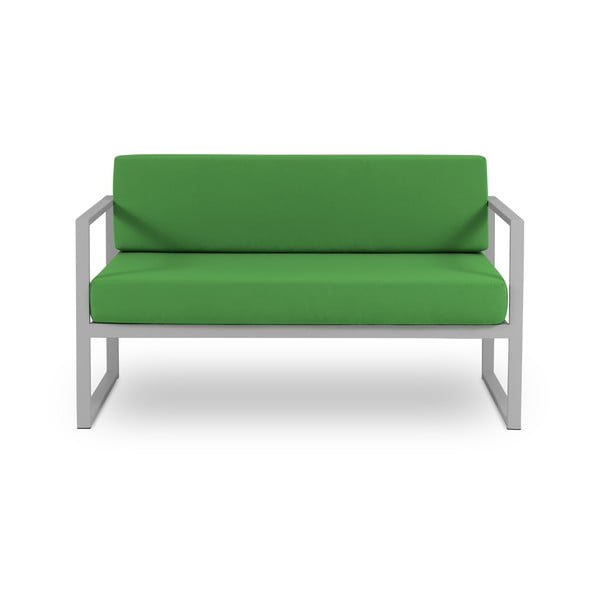 Zielona 2-osobowa sofa ogrodowa w szarej ramie Calme Jardin Nicea