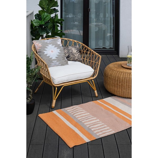 Beżowo-poramańczowy dwustronny zewnętrzny dywan z tworzywa z recyklingu Green Decore Bella, 80x180 cm-image-2