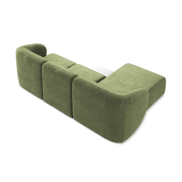 Zielony narożnik z tkaniny szenilowej (lewostronny/z szezlongiem) Lani – Makamii-image-3