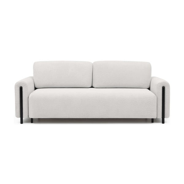 Kremowa rozkładana/ze schowkiem sofa z materiału bouclé 244 cm Arcadova – ELTAP