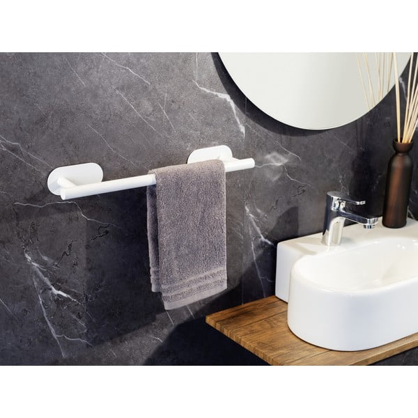 Biały samoprzylepny wieszak na ręczniki ze stali nierdzewnej Orea Uno – Wenko-image-2
