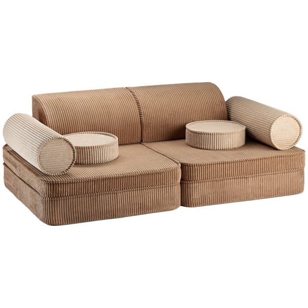 Brązowa sztruksowa sofa dla dzieci 132 cm Settee – Wigiwama