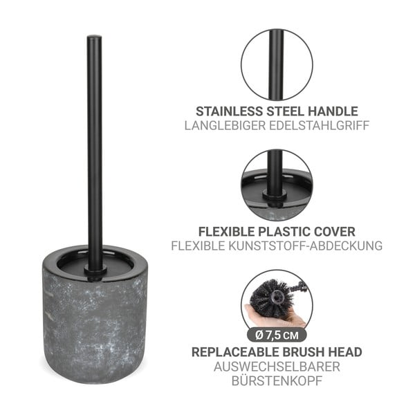 Szara ceramiczna szczotka do WC Sacile – Wenko-image-3