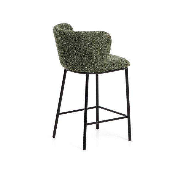 Ciemnozielony tapicerowany hoker (wysokość siedziska 65 cm) Ciselia – Kave Home-image-4