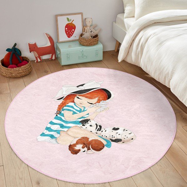 Różowy dywan dziecięcy ø 120 cm Comfort – Mila Home-image-3