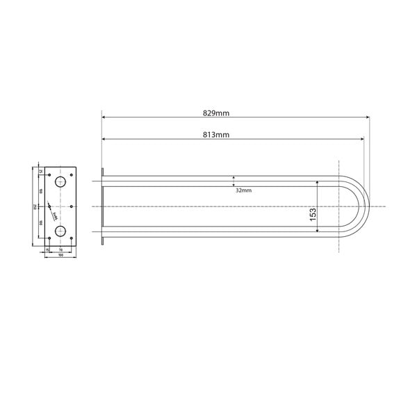 Uchwyt ścienny ze stali nierdzewnej do łazienki 83 cm Handicap U – Sapho-image-1