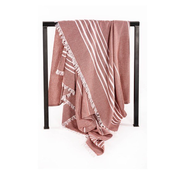 Bawełniany koc w kolorze terakoty 150x200 cm Solene – Tiseco Home Studio-image-3