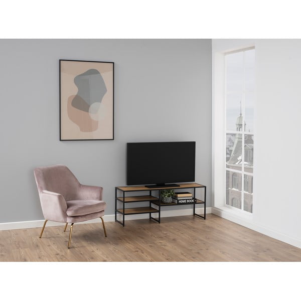 Czarno-naturalna szafka pod TV w dekorze dębu 120x46 cm Seaford – Actona-image-1