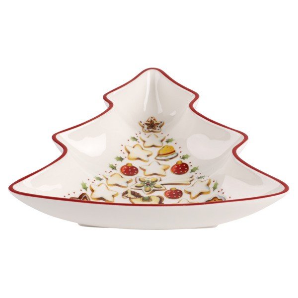 Czerwono-biała porcelanowa miska do serwowania w kształcie choinki Villeroy & Boch Tree, 17,5x16,5 cm-image-1