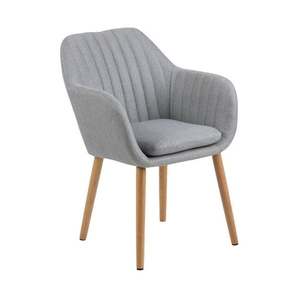 Jasnoszare krzesło z drewnianymi nogami Bonami Essentials Emilia