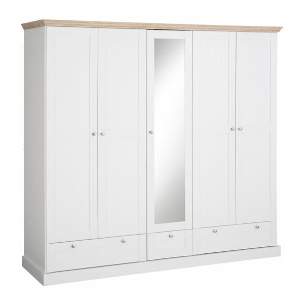 Biała szafa 5-drzwiowa z dębowym dekorem Støraa Bruce-image-2