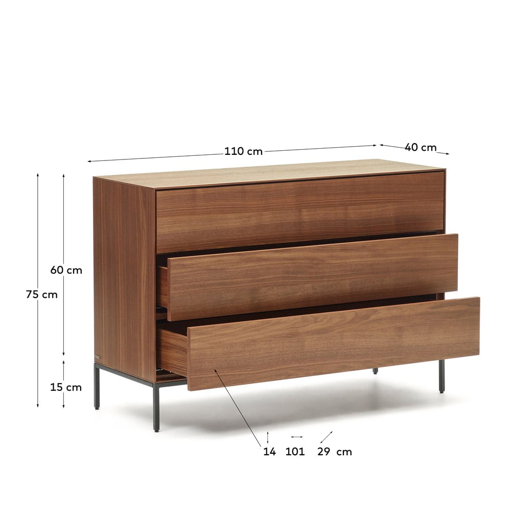 Niska komoda w dekorze orzecha 110x75 cm Vedrana – Kave Home (zdjęcie 5)