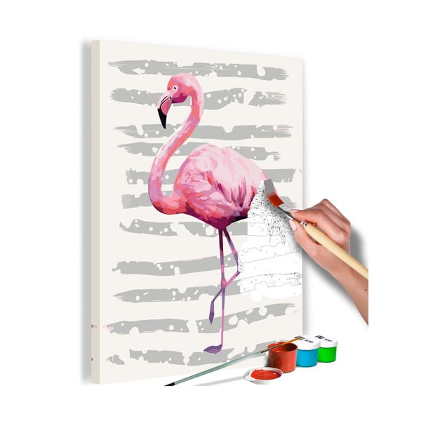 Zestaw płótna, farb i pędzli DIY Artgeist Flamingo, 40x60 cm