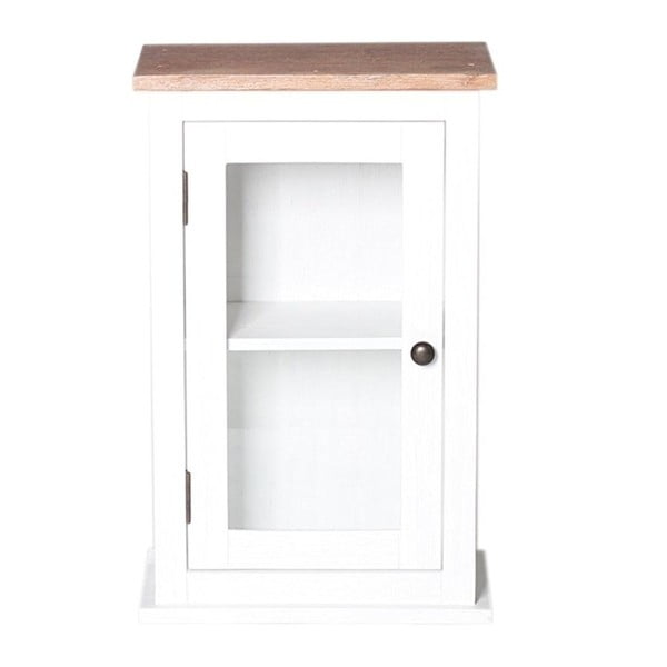 Biała przeszklona szafka łazienkowa z drewna akacjowego Woodking Kimberly