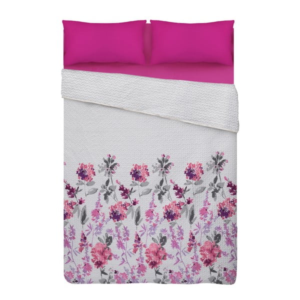 Różowo-biała anrzuta na łóżko z mikrowłókna Unimasa, 235x260 cm