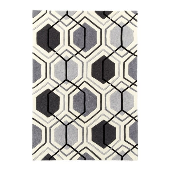 Szary ręcznie tkany dywan Think Rugs Hong Kong Hexagon Grey, 150x230 cm