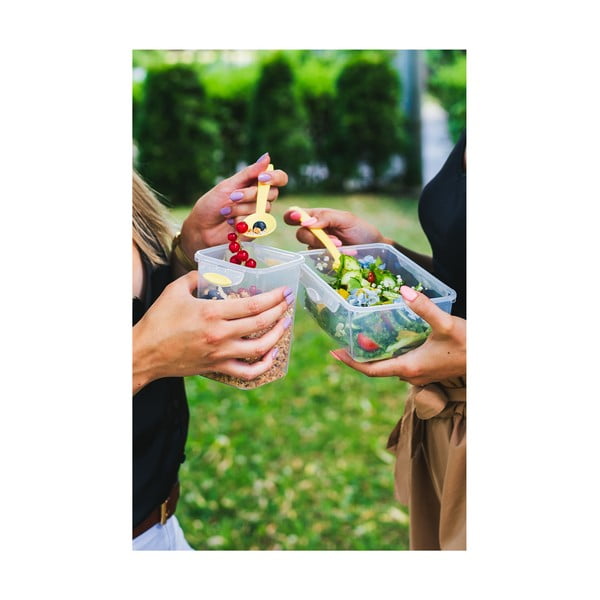 Zielony pojemnik na przekąskę i obiad ze sztućcami, Vialli Design, 650ml+230m-image-3