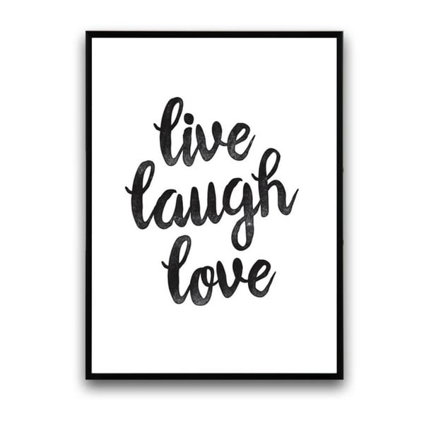 Plakat w drewnianej ramie Live laugh love, 38x28 cm