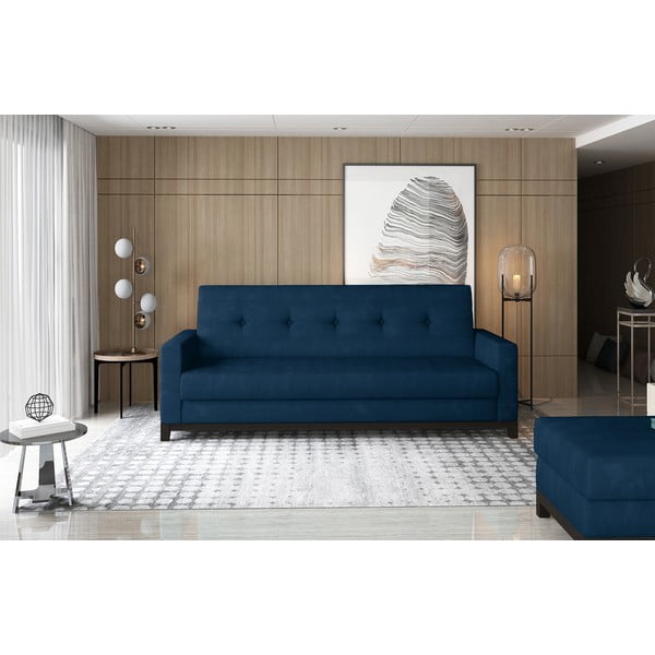 Niebieska aksamitna rozkładana/ze schowkiem sofa 216 cm Selene – ELTAP-image-1