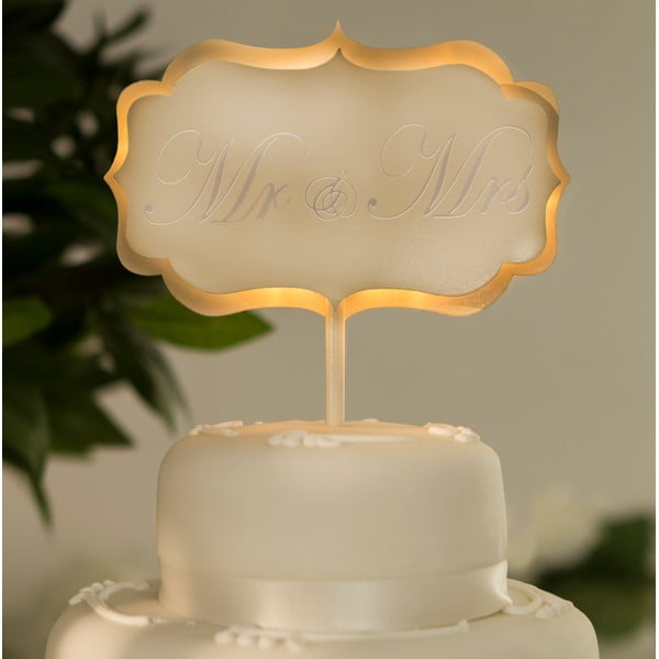 Dekoracja ślubna na tort z lampką LED Cake Cream