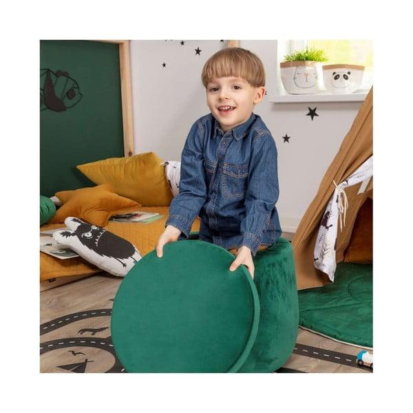 Czarny aksamitny puf dziecięcy Posh Velvet – Yellow Tipi-image-2