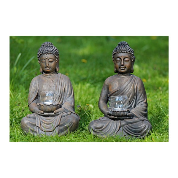 Zestaw 2 świeczników Boltze Buddha, wys. 41 cm