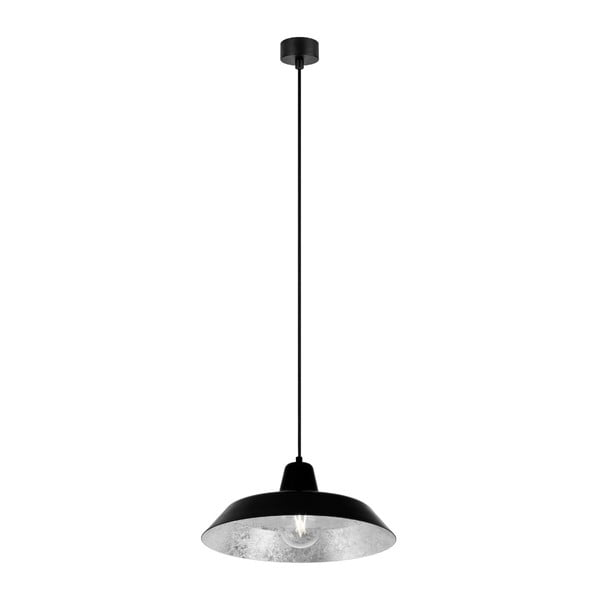 Czarna lampa wisząca z wnętrzem w kolorze srebra Bulb Attack Cinco, ⌀ 35 cm