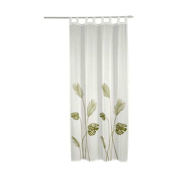 Biało-zielona firanka z woalu 135x245 cm – Sehlbach