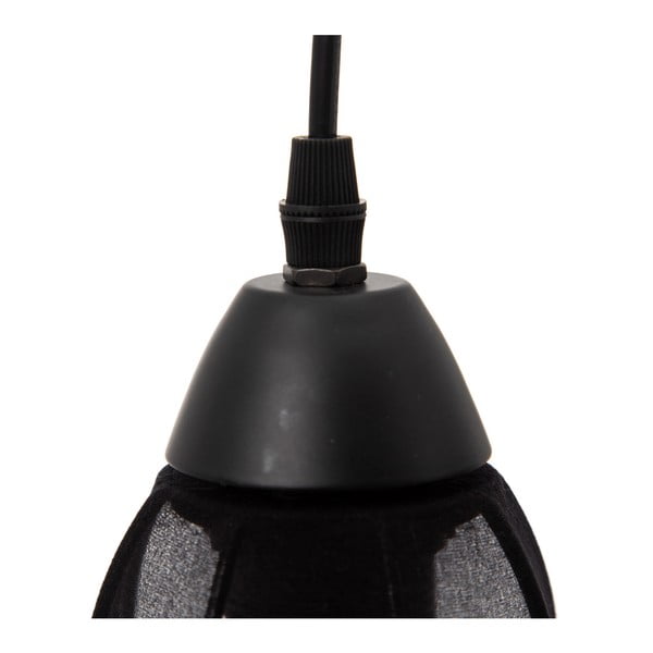 Czarna lampa wisząca z tekstylnym kloszem ø 40 cm – Ixia-image-3