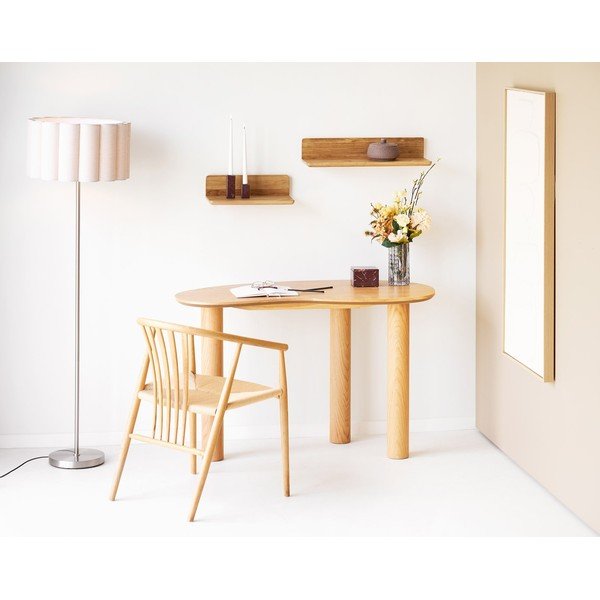 Beżowa/w kolorze srebra lniana lampa stojąca (wysokość 150 cm) Wattom – House Nordic-image-1