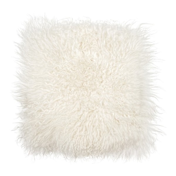 Biała futrzana poduszka na krzesło z długim włosiem Arctic Fur Puro, 37x37 cm