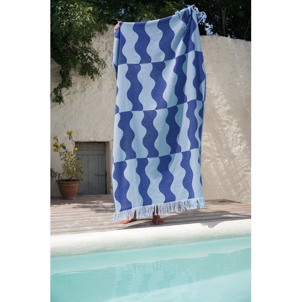 Niebieski bawełniany ręcznik plażowy 100x160 cm Nugo – noo.ma-image-1
