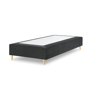 Ciemnoszare aksamitne łóżko jednoosobowe Milo Casa Lia, 90x200 cm